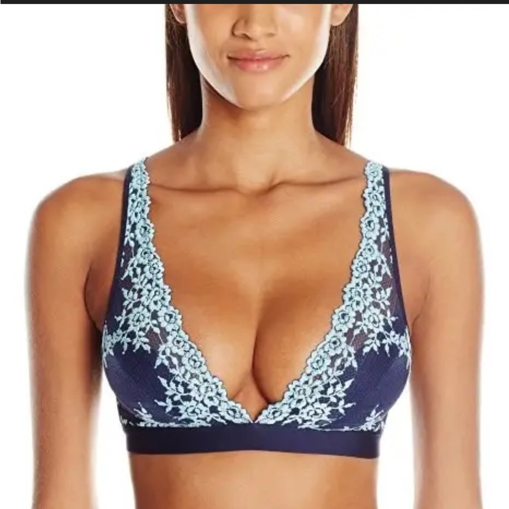 Wacoal Navy Bra with Light Blue Floral Lace